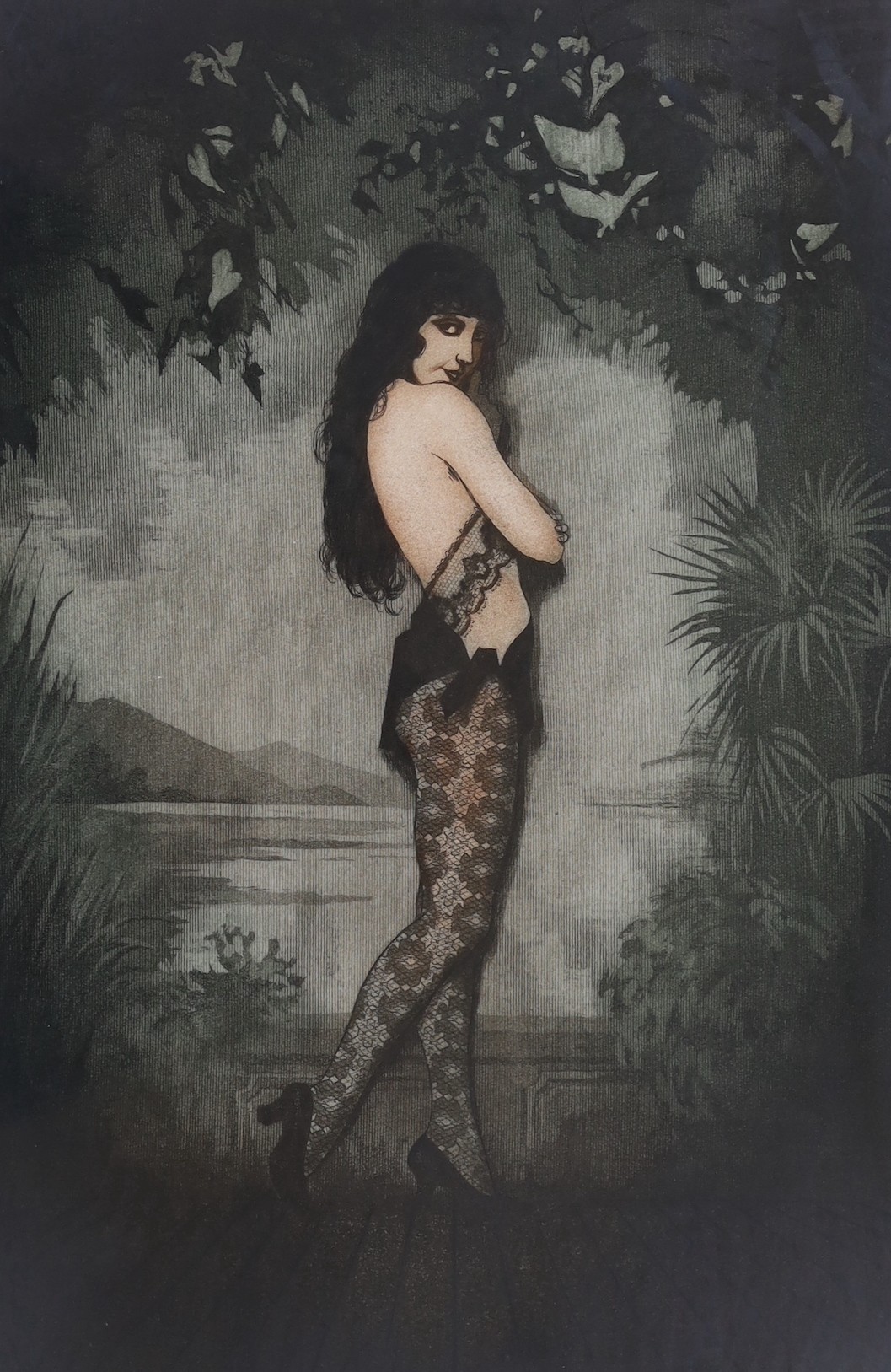 Frank Martin (1921-2005), five limited edition etchings with aquatint, 'All Talking All Singing', 'The Enchanted Lake', 'Barcaville', 'Polanegri' and 'The Brasserie Hoffmann', all signed in pencil and inscribed, largest